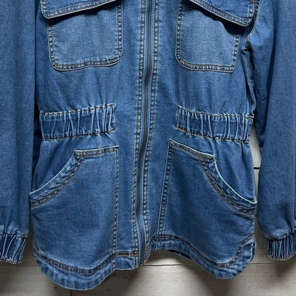 Knox Rose Utility Denim Barn Jacket Blue Long Sleeve Pockets Full Zip Size Small - Picture 4 of 11